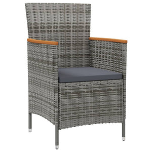 vidaXL 3-Piece Garden Dining Set with Cushions Poly Rattan Black & Grey