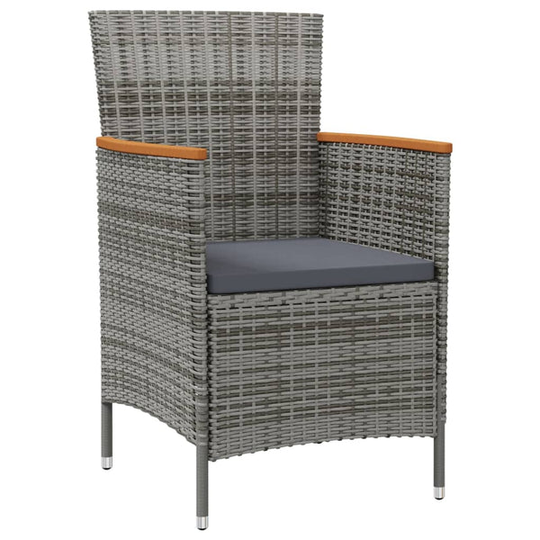 vidaXL 3-Piece Garden Dining Set with Cushions Poly Rattan Black & Grey