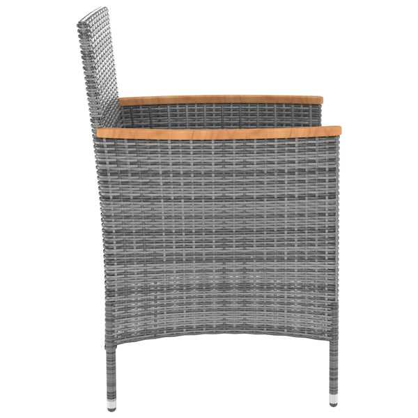 vidaXL 5-Piece Garden Dining Set with Cushions Poly Rattan Grey