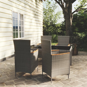 vidaXL 5-Piece Garden Dining Set with Cushions Poly Rattan Grey
