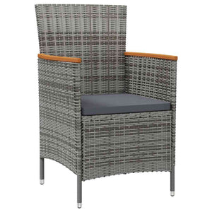 vidaXL 7-Piece Garden Dining Set with Cushions Poly Rattan Black & Grey
