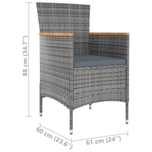 vidaXL 9-piece Garden Dining Set with Cushions Poly Rattan Grey