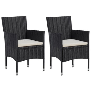 vidaXL 3-Piece Garden Dining Set with Cushions Poly Rattan Black
