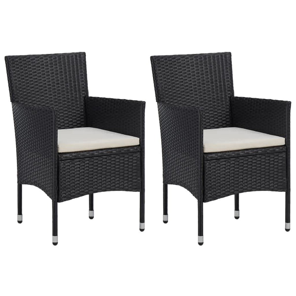 vidaXL 3-Piece Garden Dining Set with Cushions Poly Rattan Black