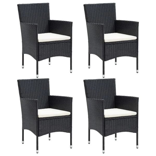 vidaXL 5-Piece Garden Dining Set with Cushions Poly Rattan Black
