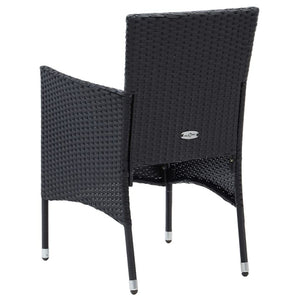 vidaXL 5-Piece Garden Dining Set with Cushions Poly Rattan Black