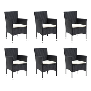 vidaXL 7-Piece Garden Dining Set with Cushions Poly Rattan Black