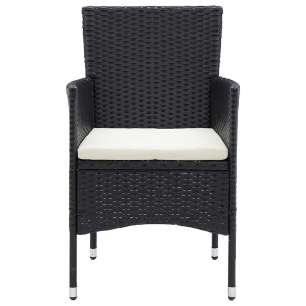 vidaXL 7-Piece Garden Dining Set with Cushions Poly Rattan Black