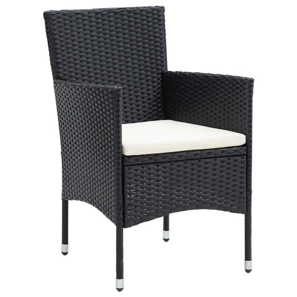 vidaXL 7-Piece Garden Dining Set with Cushions Poly Rattan Black