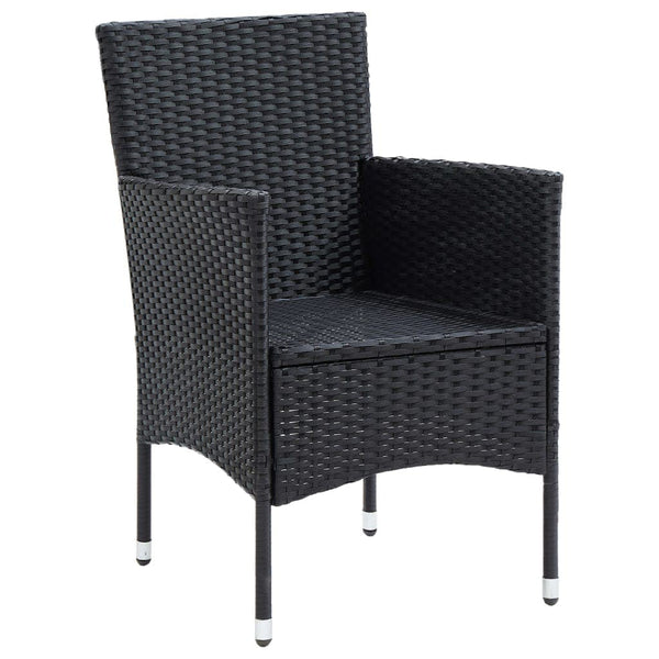 vidaXL 7-Piece Garden Dining Set with Cushions Poly Rattan Black