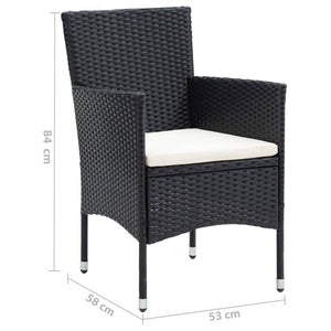 vidaXL 7-Piece Garden Dining Set with Cushions Poly Rattan Black
