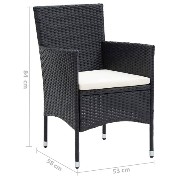 vidaXL 7-Piece Garden Dining Set with Cushions Poly Rattan Black