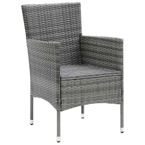 vidaXL 3-Piece Garden Dining Set with Cushions Poly Rattan Grey