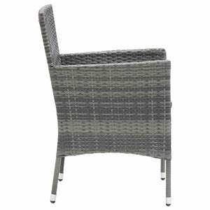 vidaXL 3-Piece Garden Dining Set with Cushions Poly Rattan Grey