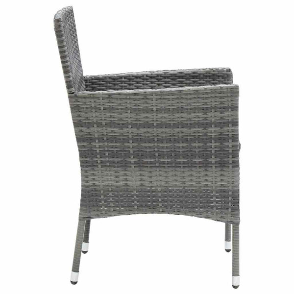 vidaXL 3-Piece Garden Dining Set with Cushions Poly Rattan Grey