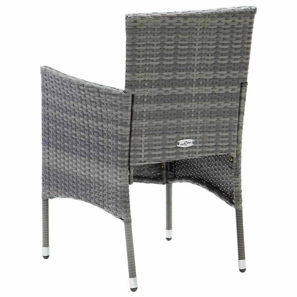 vidaXL 3-Piece Garden Dining Set with Cushions Poly Rattan Grey