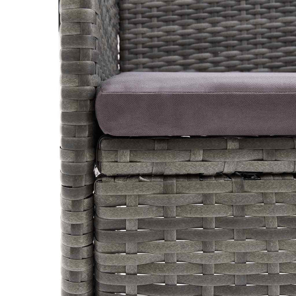 vidaXL 3-Piece Garden Dining Set with Cushions Poly Rattan Grey