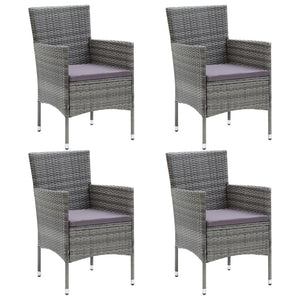 vidaXL 5-Piece Garden Dining Set with Cushions Poly Rattan Grey