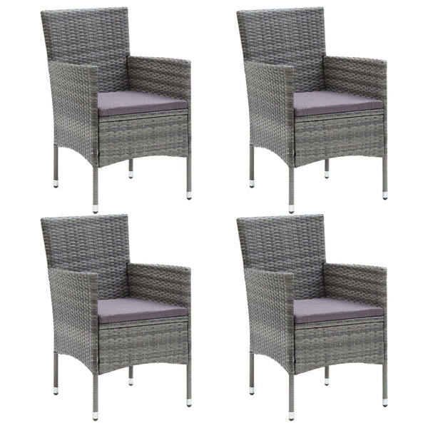 vidaXL 5-Piece Garden Dining Set with Cushions Poly Rattan Grey