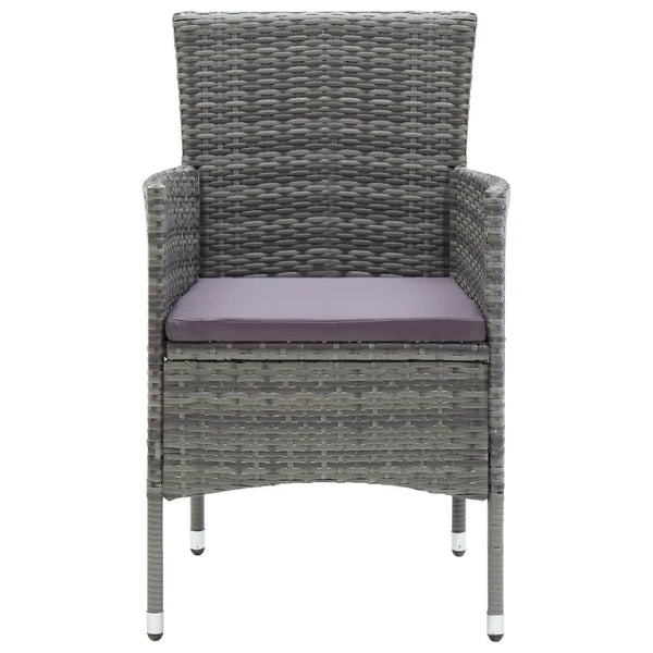 vidaXL 5-Piece Garden Dining Set with Cushions Poly Rattan Grey