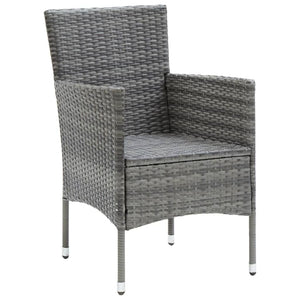vidaXL 5-Piece Garden Dining Set with Cushions Poly Rattan Grey