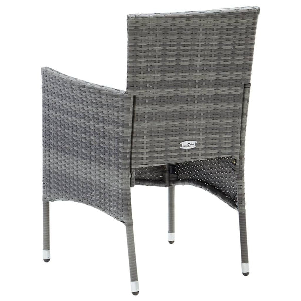 vidaXL 5-Piece Garden Dining Set with Cushions Poly Rattan Grey
