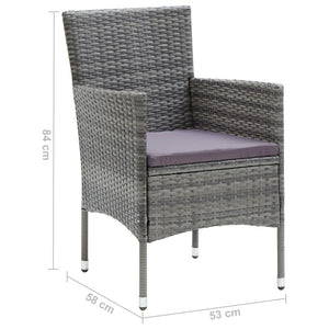 vidaXL 5-Piece Garden Dining Set with Cushions Poly Rattan Grey