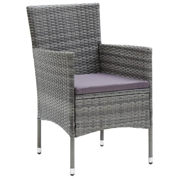 vidaXL 7-piece Garden Dining Set with Cushions Poly Rattan Grey