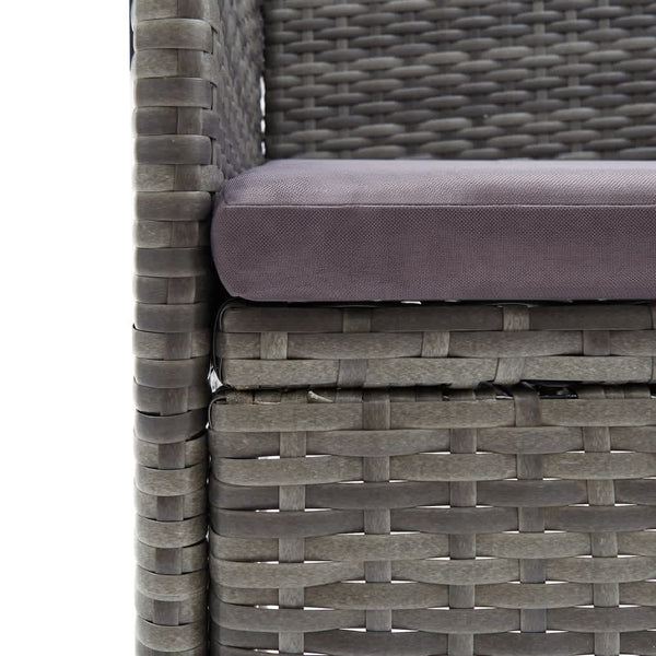 vidaXL 7-piece Garden Dining Set with Cushions Poly Rattan Grey