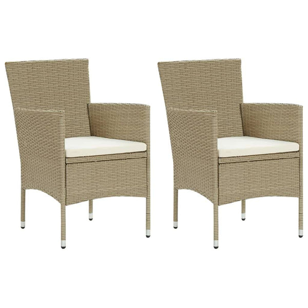 vidaXL 3-Piece Garden Dining Set with Cushions Poly Rattan Beige