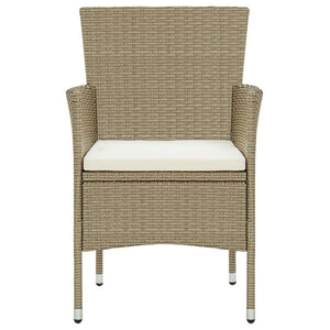vidaXL 3-Piece Garden Dining Set with Cushions Poly Rattan Beige