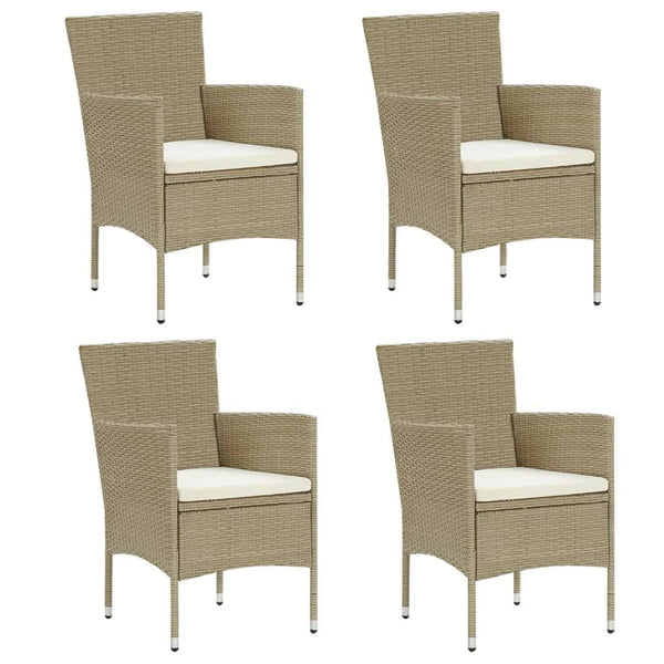 vidaXL 5-Piece Garden Dining Set with Cushions Poly Rattan Beige