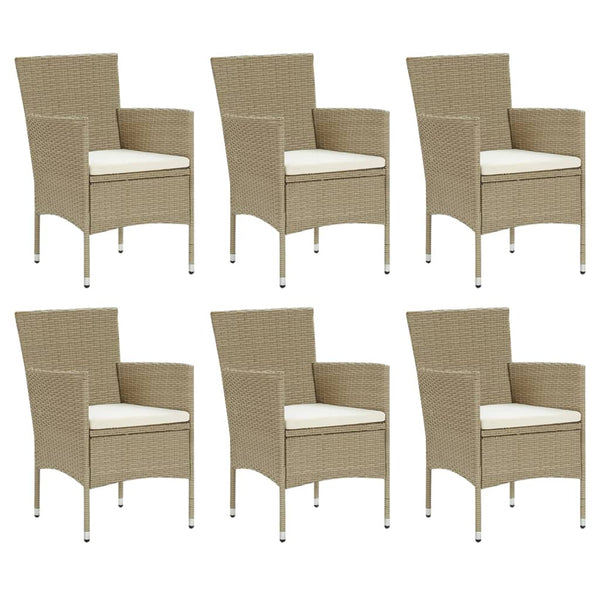 vidaXL 7-Piece Garden Dining Set with Cushions Poly Rattan Beige