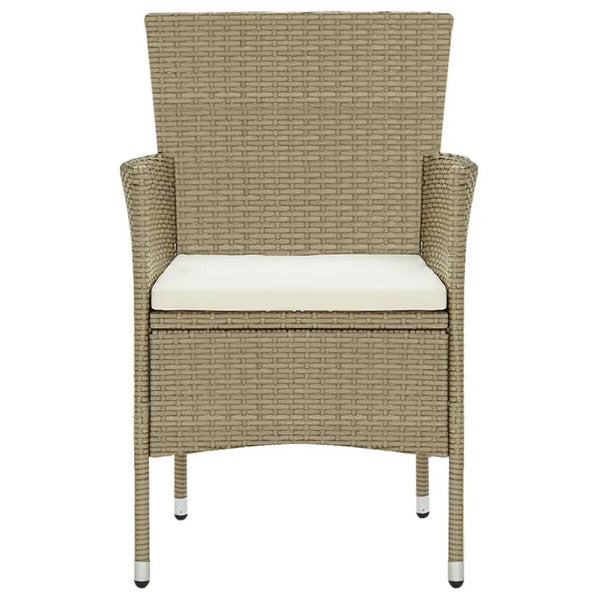 vidaXL 7-Piece Garden Dining Set with Cushions Poly Rattan Beige