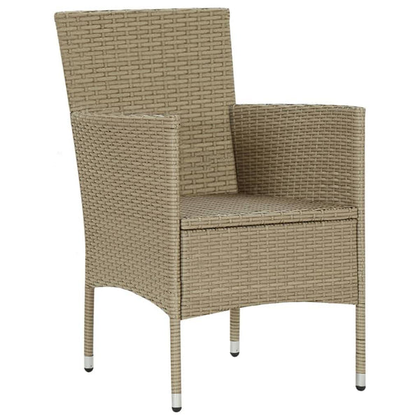 vidaXL 7-Piece Garden Dining Set with Cushions Poly Rattan Beige