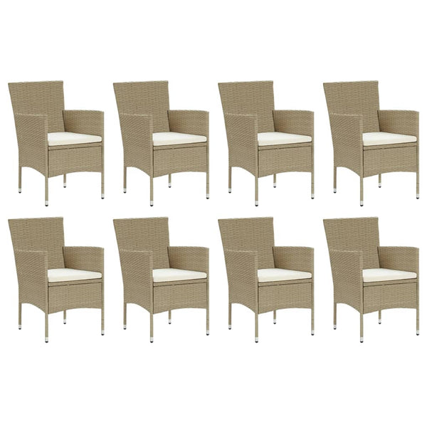 vidaXL 9-piece Garden Dining Set with Cushions Poly Rattan Beige