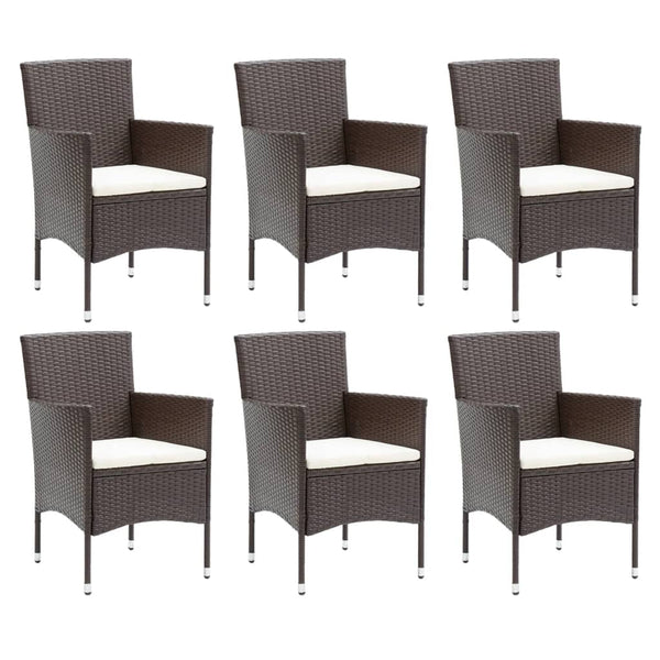 vidaXL 7-Piece Garden Dining Set with Cushions Poly Rattan Brown