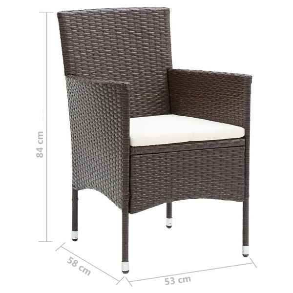 vidaXL 7-Piece Garden Dining Set with Cushions Poly Rattan Brown