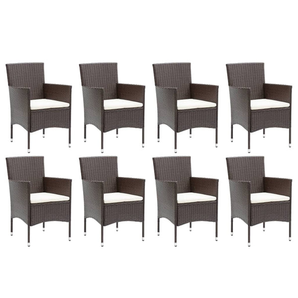 vidaXL 9-piece Garden Dining Set with Cushions Poly Rattan Brown