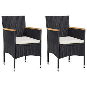 vidaXL 3-Piece Garden Dining Set with Cushions Poly Rattan Black