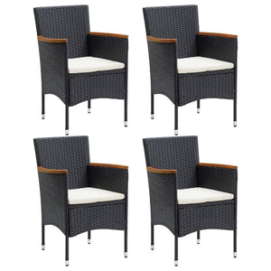 vidaXL 5-Piece Garden Dining Set with Cushions Poly Rattan Black