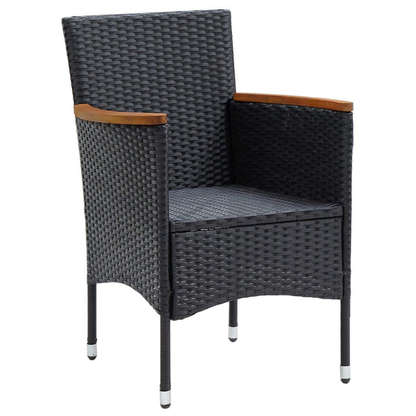 vidaXL 5-Piece Garden Dining Set with Cushions Poly Rattan Black