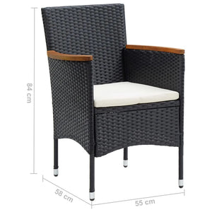 vidaXL 5-Piece Garden Dining Set with Cushions Poly Rattan Black