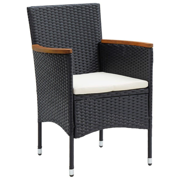 vidaXL 7-Piece Garden Dining Set with Cushions Poly Rattan Black
