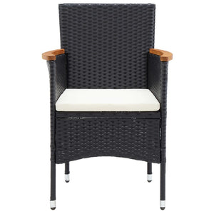 vidaXL 7-Piece Garden Dining Set with Cushions Poly Rattan Black