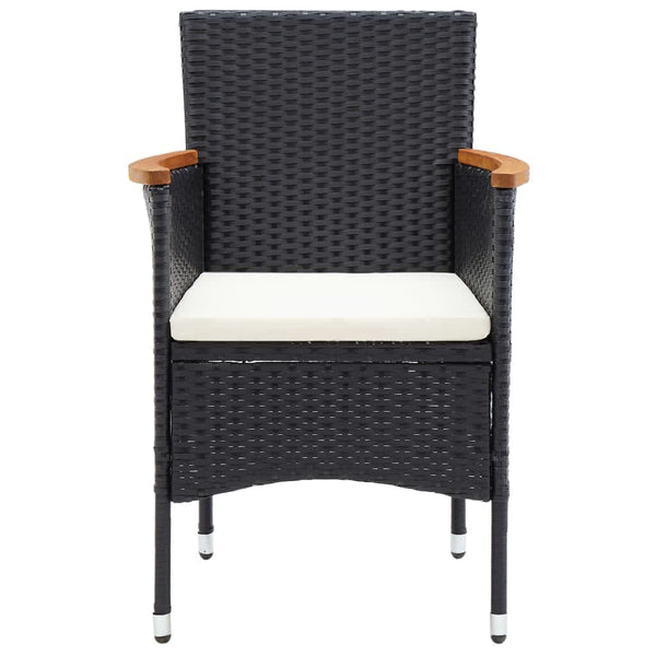 vidaXL 7-Piece Garden Dining Set with Cushions Poly Rattan Black