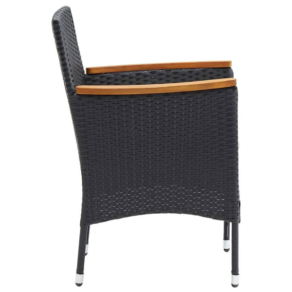 vidaXL 7-Piece Garden Dining Set with Cushions Poly Rattan Black