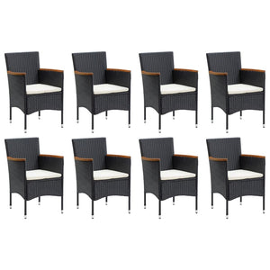 vidaXL 9-piece Garden Dining Set with Cushions Poly Rattan Black