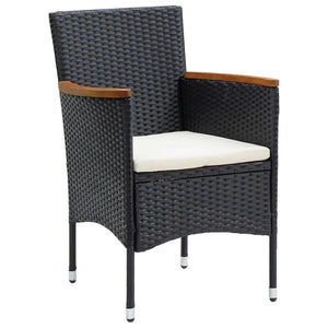 vidaXL 9-piece Garden Dining Set with Cushions Poly Rattan Black
