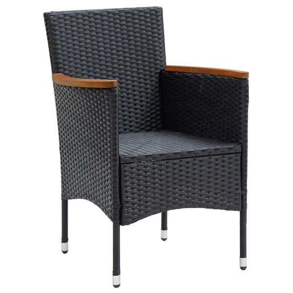 vidaXL 9-piece Garden Dining Set with Cushions Poly Rattan Black